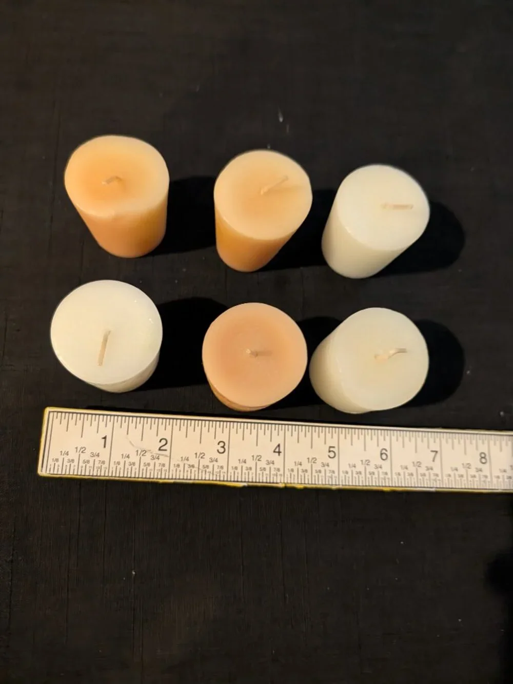 Lot of 6 Unscented Votive Candles – Peach Orange & Cream White